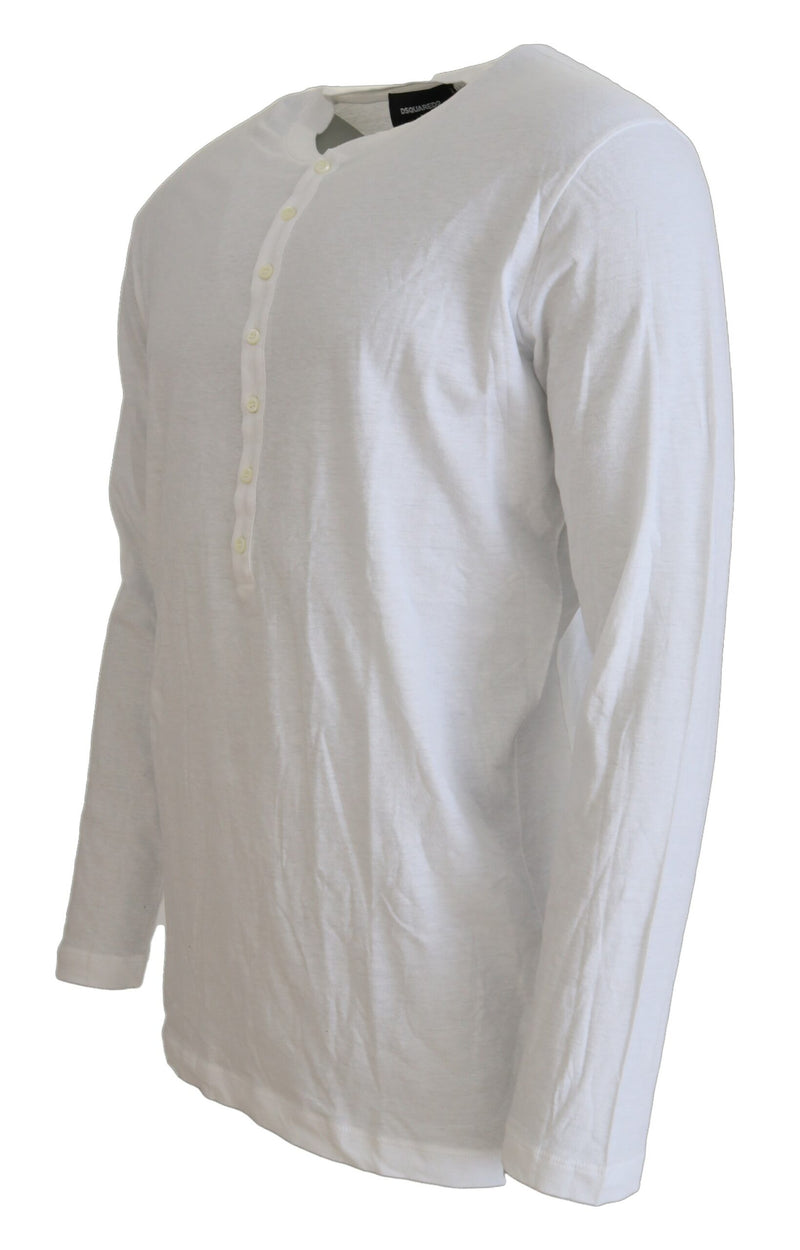 Pull en coton et lin blanc à manches longues Dsquared²