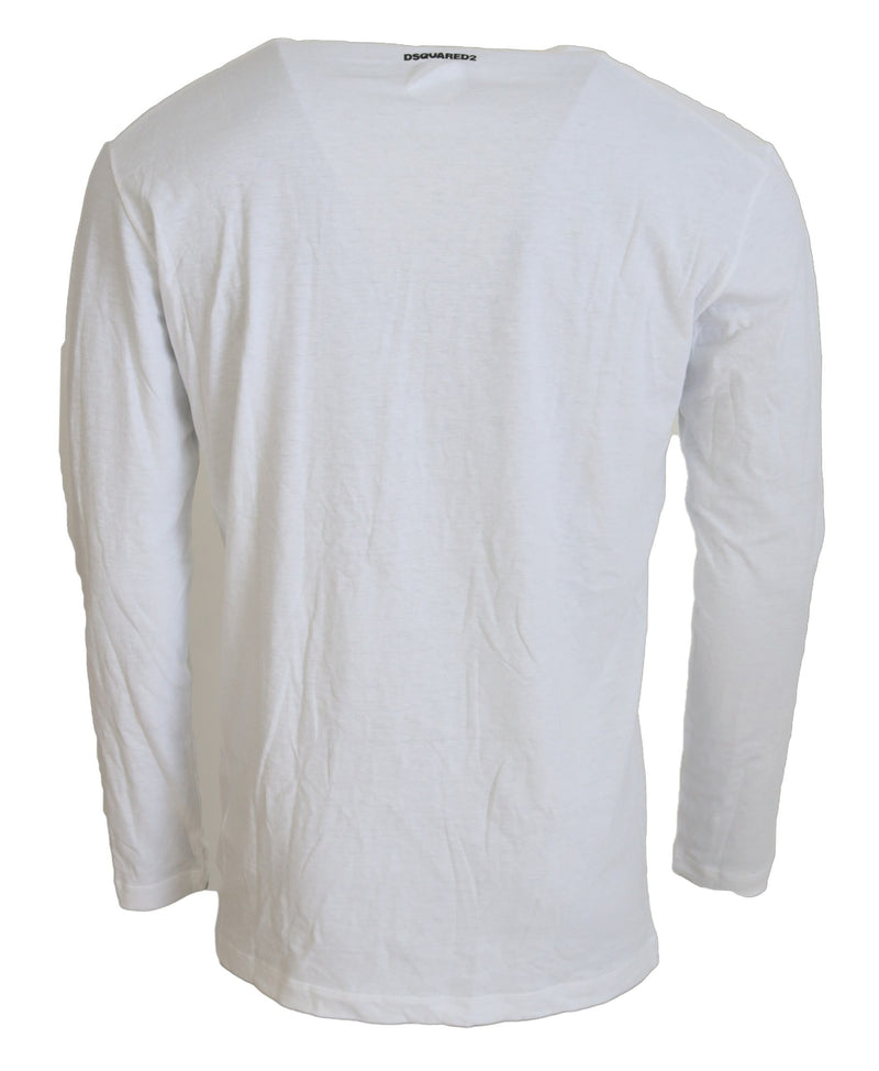 Pull en coton et lin blanc à manches longues Dsquared²