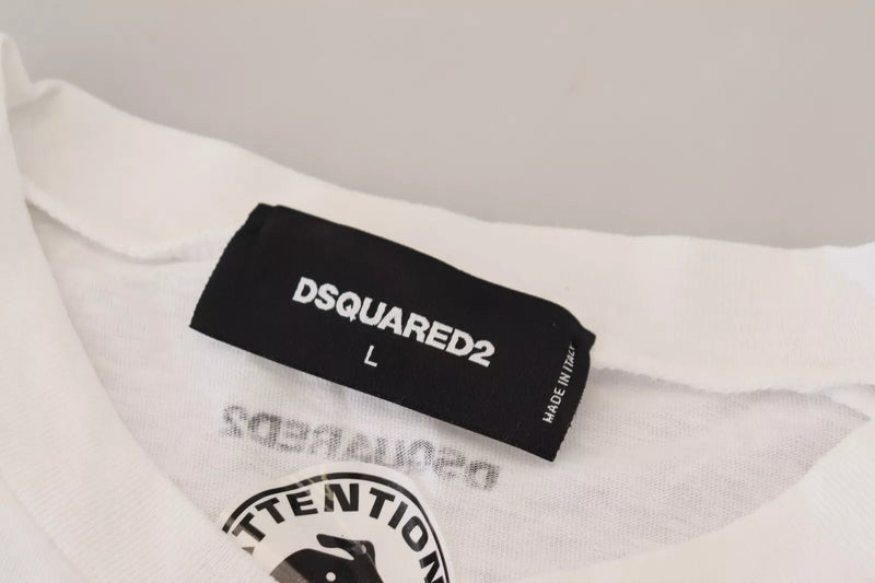 Pull en coton et lin blanc à manches longues Dsquared²