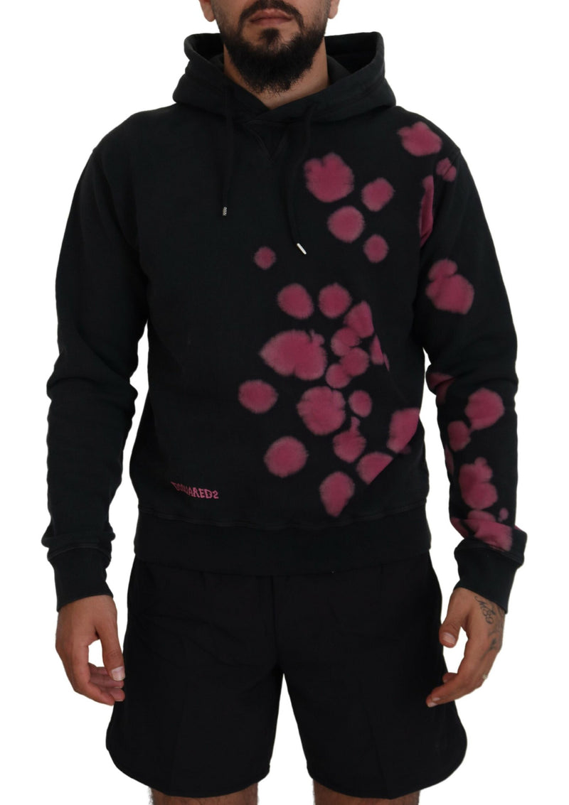 Sweat à capuche en coton noir tie-dye Dsquared²
