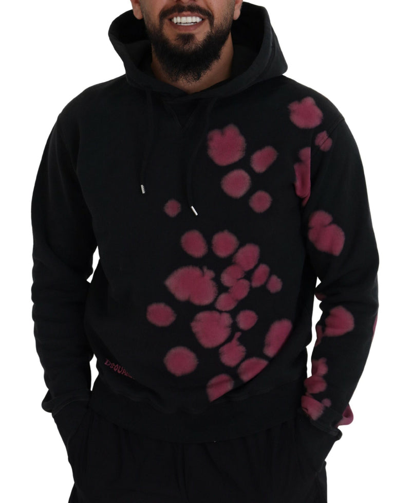 Sweat à capuche en coton noir tie-dye Dsquared²
