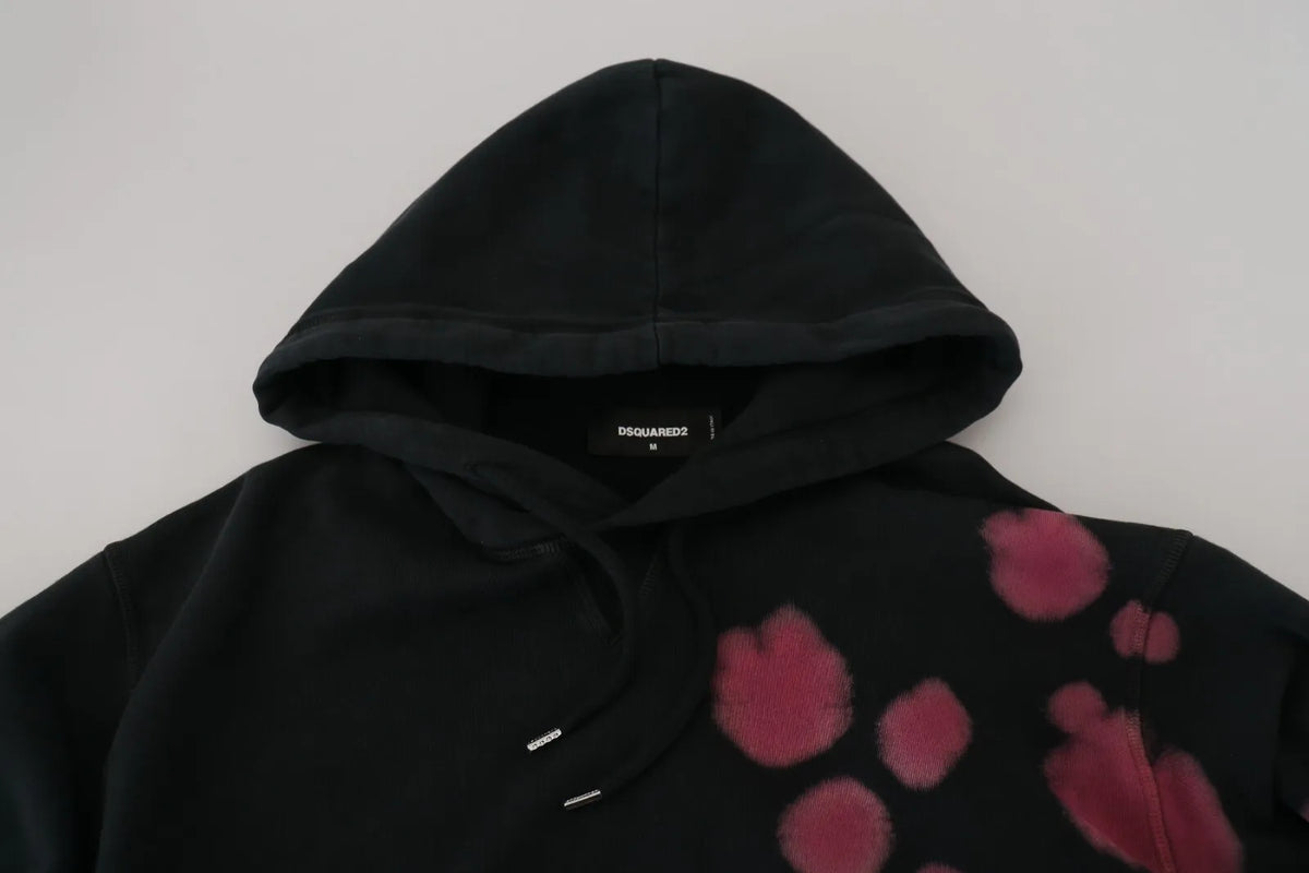 Sweat à capuche en coton noir tie-dye Dsquared²