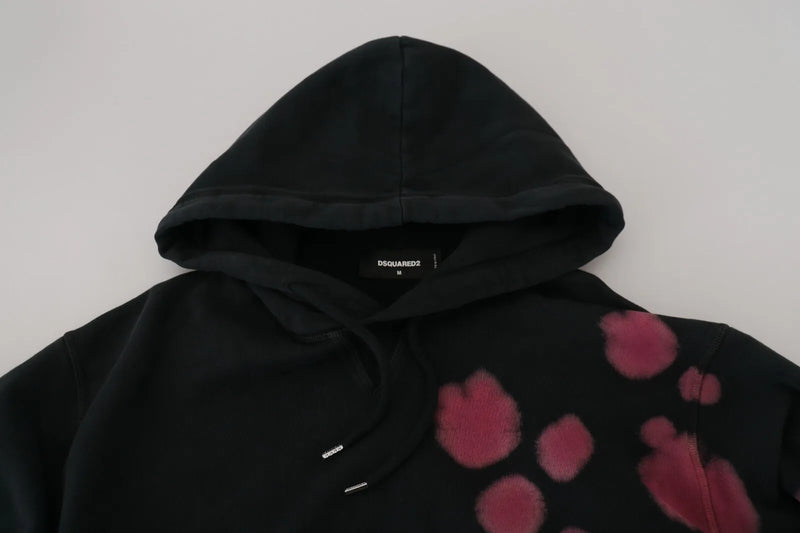 Sweat à capuche en coton noir tie-dye Dsquared²
