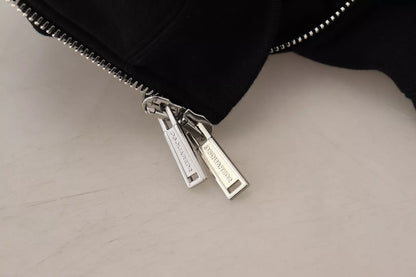 Pull noir à capuche et fermeture éclair avec manches imprimées Dsquared²