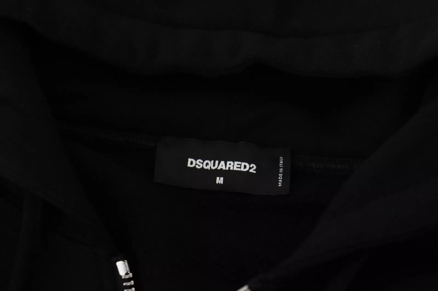Pull noir à capuche et fermeture éclair avec manches imprimées Dsquared²