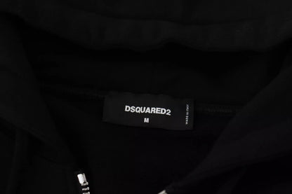 Pull noir à capuche et fermeture éclair avec manches imprimées Dsquared²