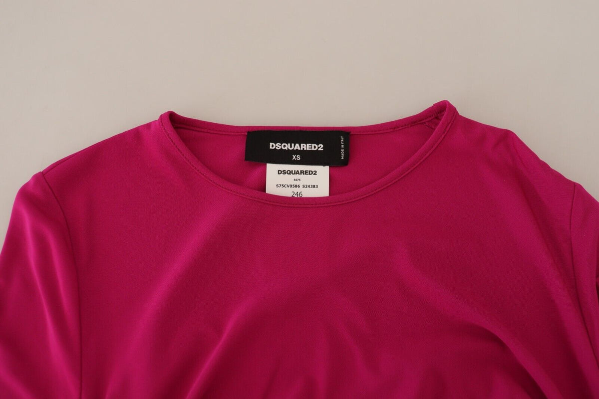 Robe Mini Fuchsia à Manches Longues Ruchée Dsquared²