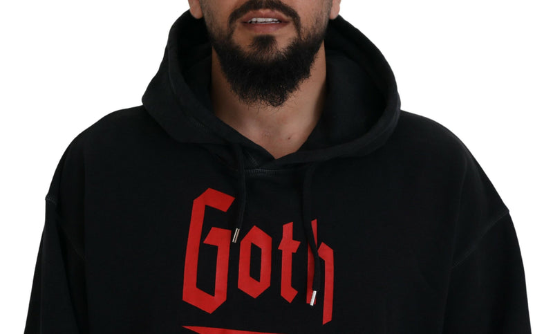 Pull à capuche noir en coton pour homme avec imprimé de la marque Dsquared²