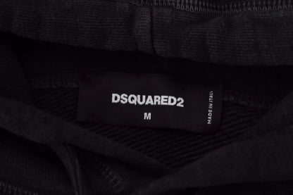 Dsquared² Zwarte katoenen gebreide herenpruik met opdruk en capuchon