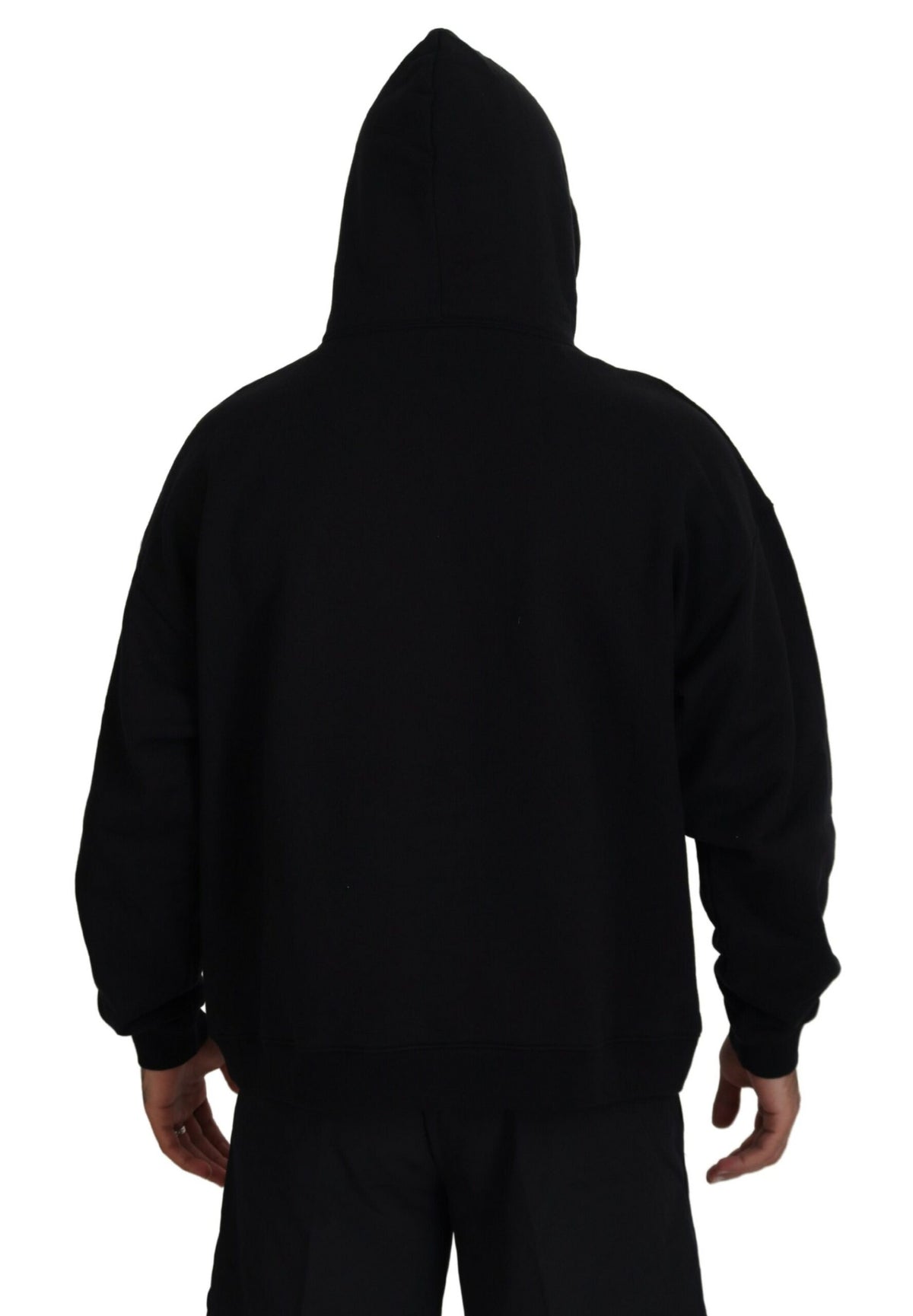 Pull à capuche noir en coton pour homme avec imprimé de la marque Dsquared²