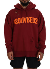 Pull en coton à capuche, imprimé et délavé, couleur marron, Dsquared²
