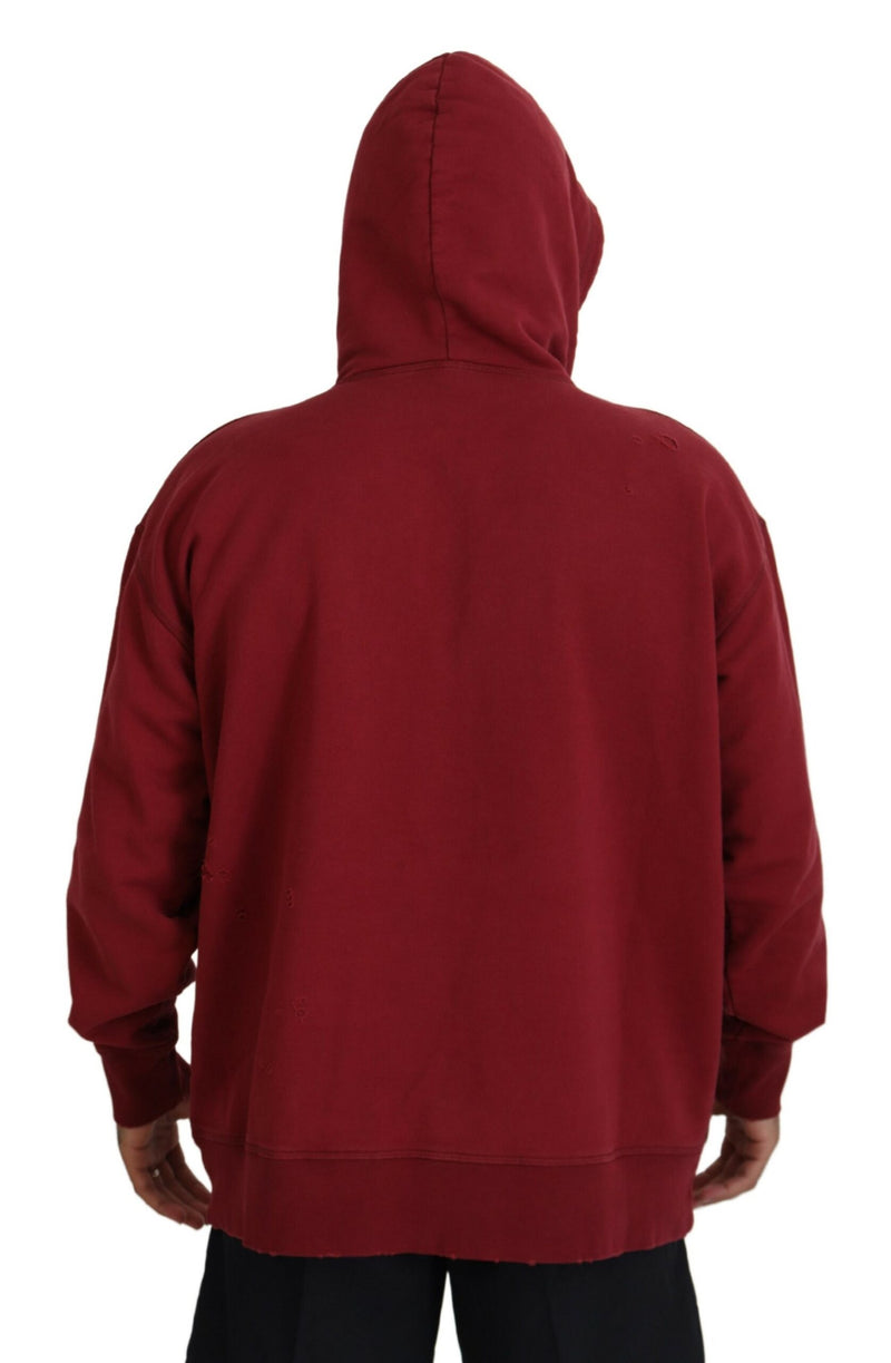 Pull en coton à capuche, imprimé et délavé, couleur marron, Dsquared²