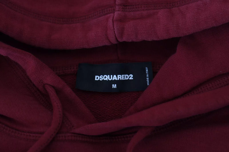 Pull en coton à capuche, imprimé et délavé, couleur marron, Dsquared²