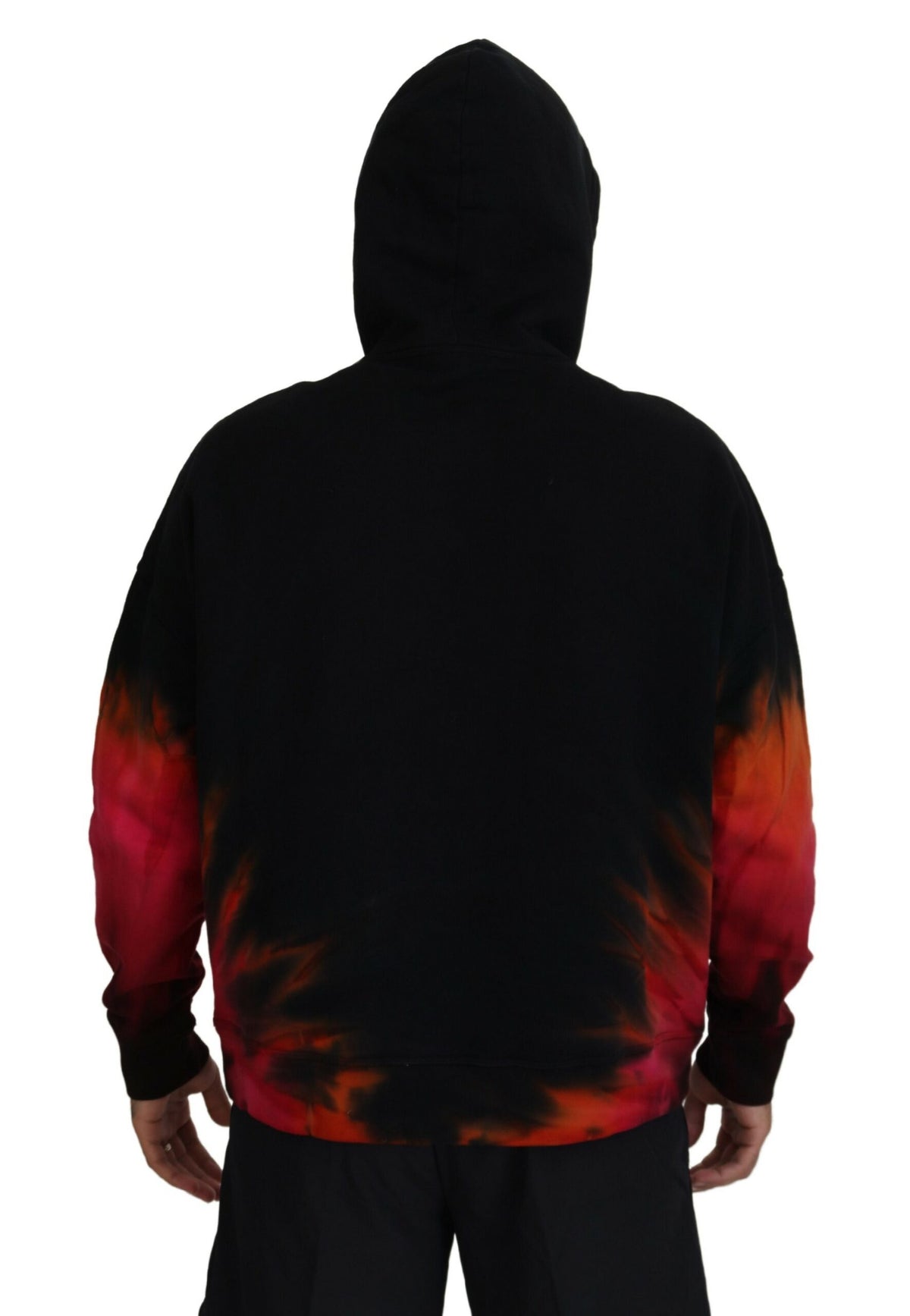 Pull en coton à capuche tie-dye noir et rouge Dsquared²