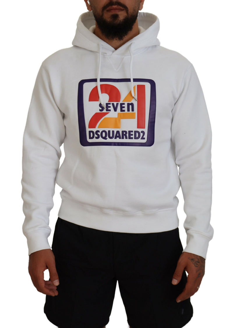 Pull à capuche en coton blanc pour homme avec imprimé Dsquared²