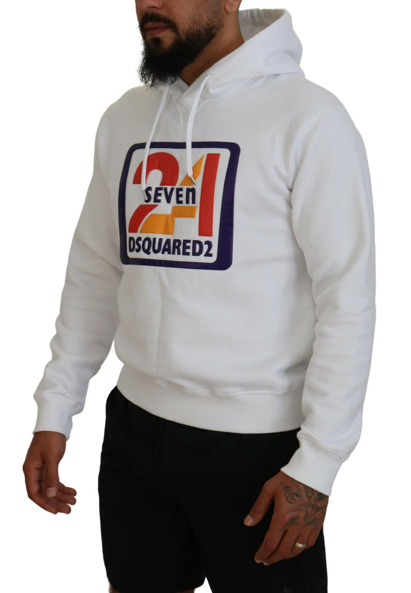 Pull à capuche en coton blanc pour homme avec imprimé Dsquared²