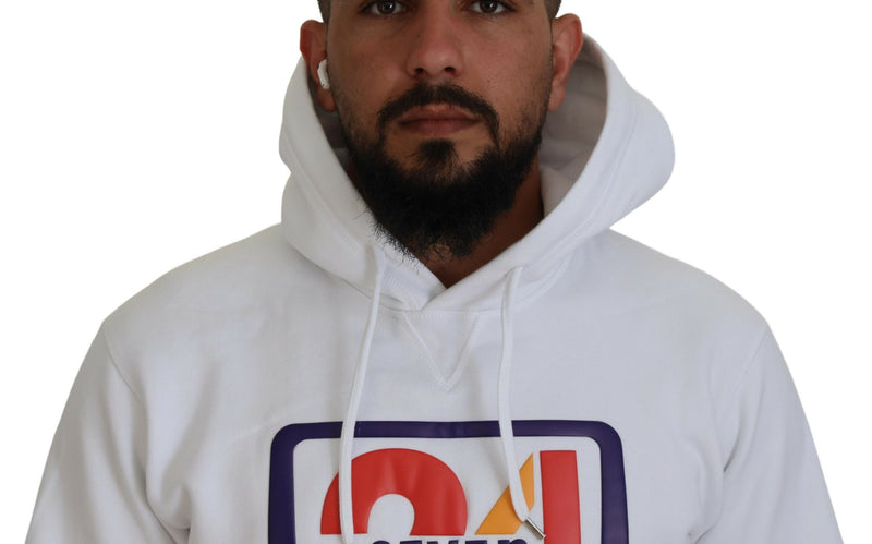 Pull à capuche en coton blanc pour homme avec imprimé Dsquared²