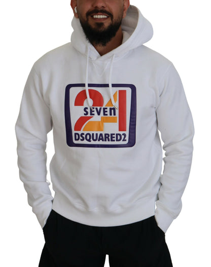 Dsquared² Witte katoenen hoodie met print, heren trui.