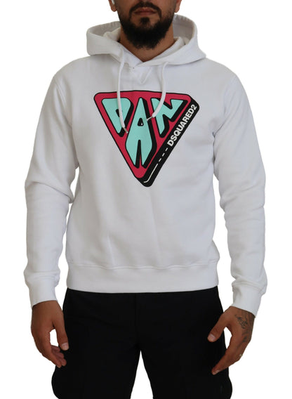 Pull en coton blanc à capuche avec imprimé de Dsquared²