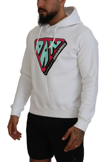 Pull en coton blanc à capuche avec imprimé de Dsquared²