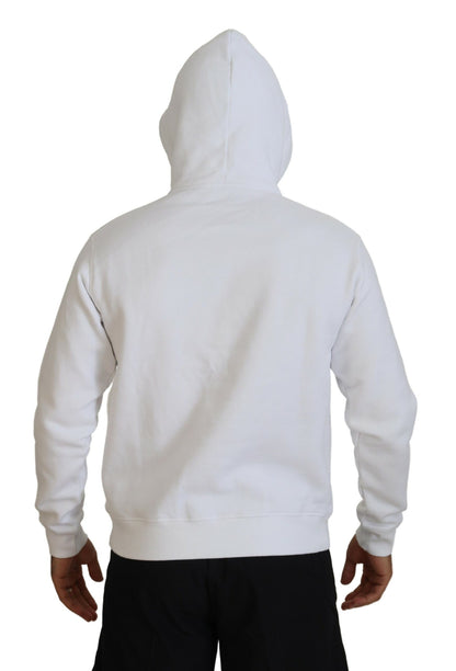 Pull en coton blanc à capuche avec imprimé de Dsquared²