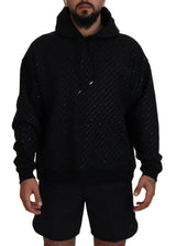 Pull à capuche noir en coton pour homme avec imprimé de la marque Dsquared²