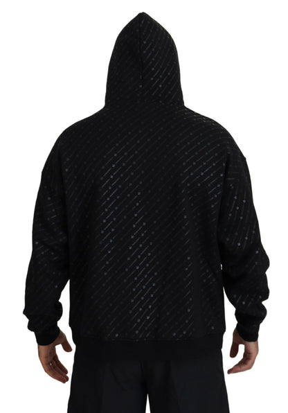 Pull à capuche noir en coton pour homme avec imprimé de la marque Dsquared²