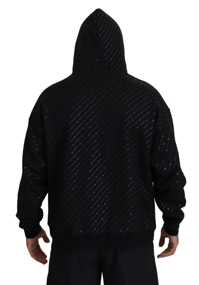 Pull à capuche noir en coton pour homme avec imprimé de la marque Dsquared²