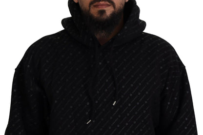 Pull à capuche noir en coton pour homme avec imprimé de la marque Dsquared²