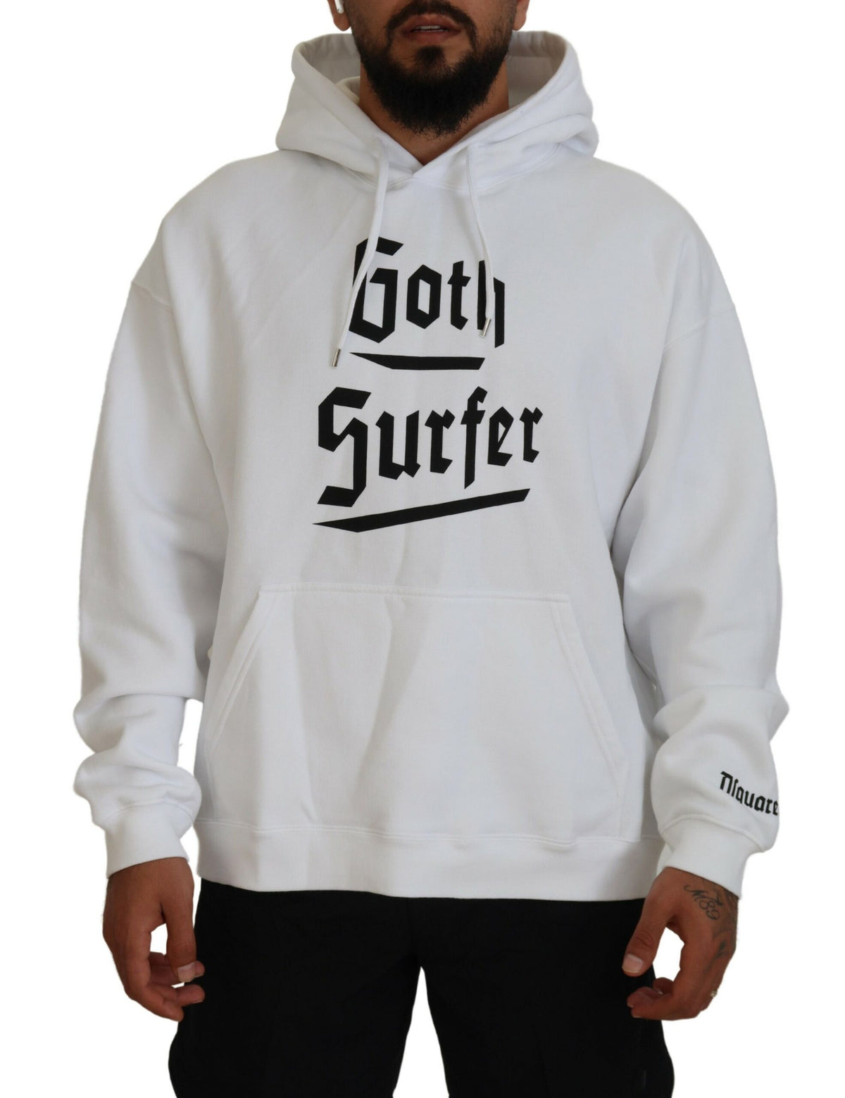 Pull à capuche en coton blanc pour homme avec imprimé Dsquared²