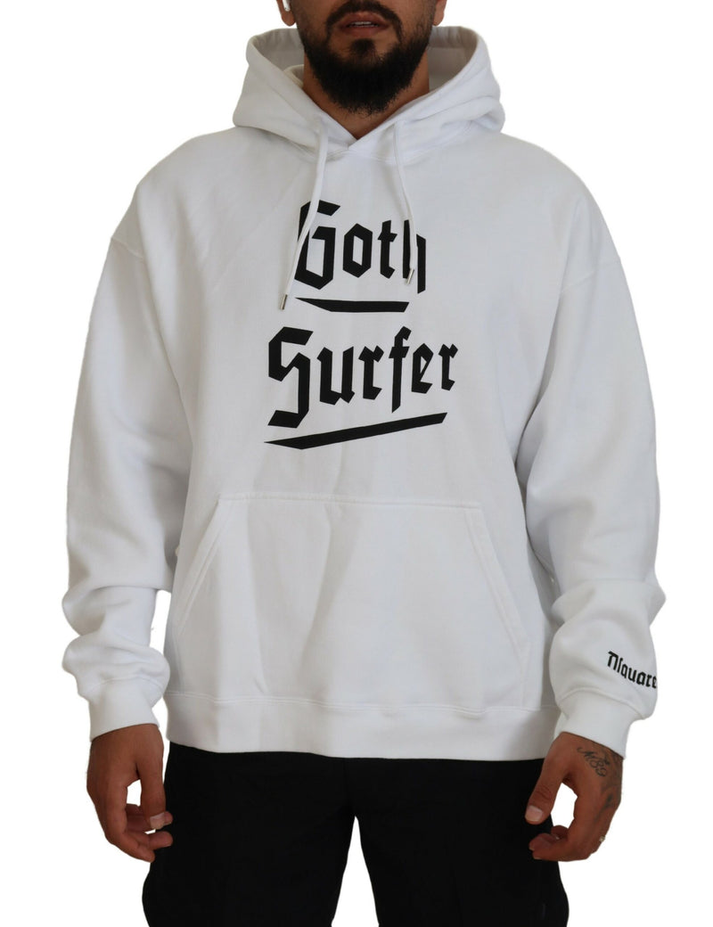Pull à capuche en coton blanc pour homme avec imprimé Dsquared²