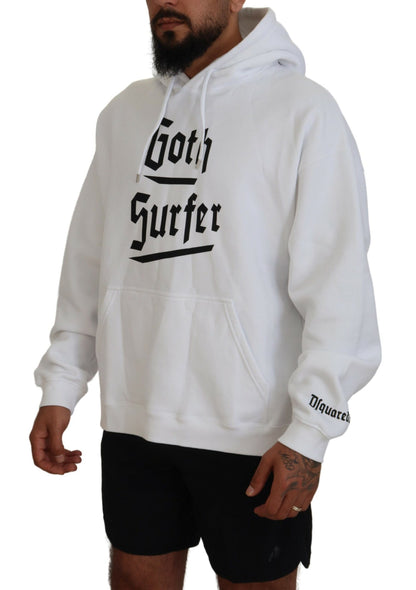 Pull à capuche en coton blanc pour homme avec imprimé Dsquared²