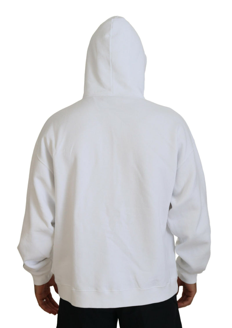 Pull à capuche en coton blanc pour homme avec imprimé Dsquared²