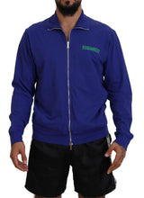 Pull à col montant à fermeture éclair pour homme en coton bleu imprimé Dsquared²
