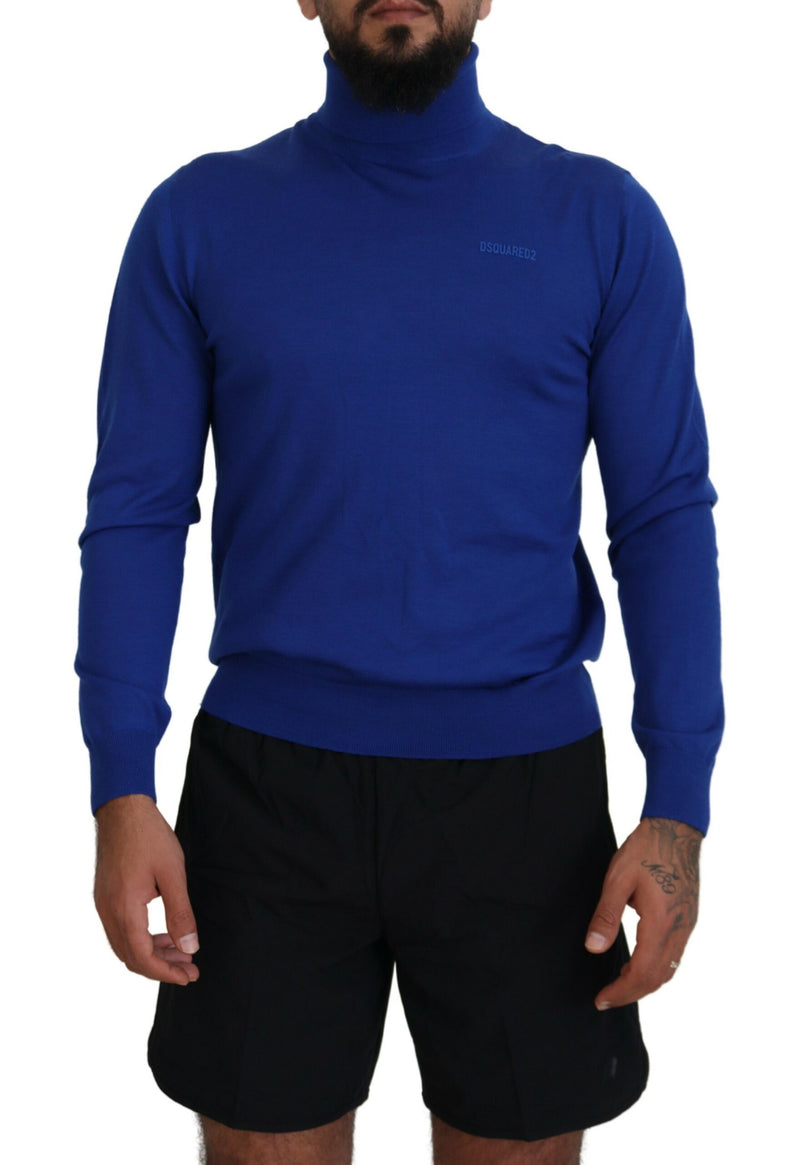 Pull à col montant à manches longues bleu avec imprimé du logo Dsquared²