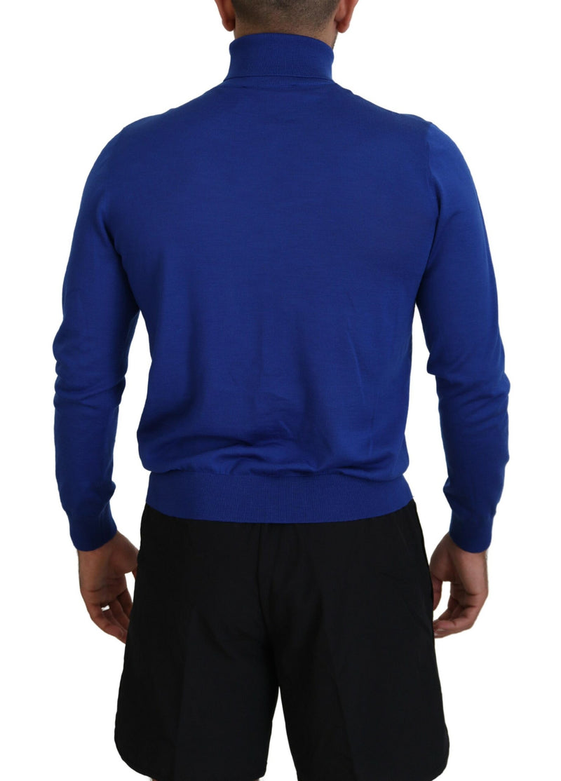 Pull à col montant à manches longues bleu avec imprimé du logo Dsquared²