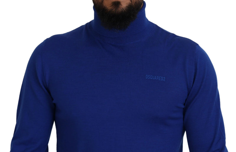 Pull à col montant à manches longues bleu avec imprimé du logo Dsquared²