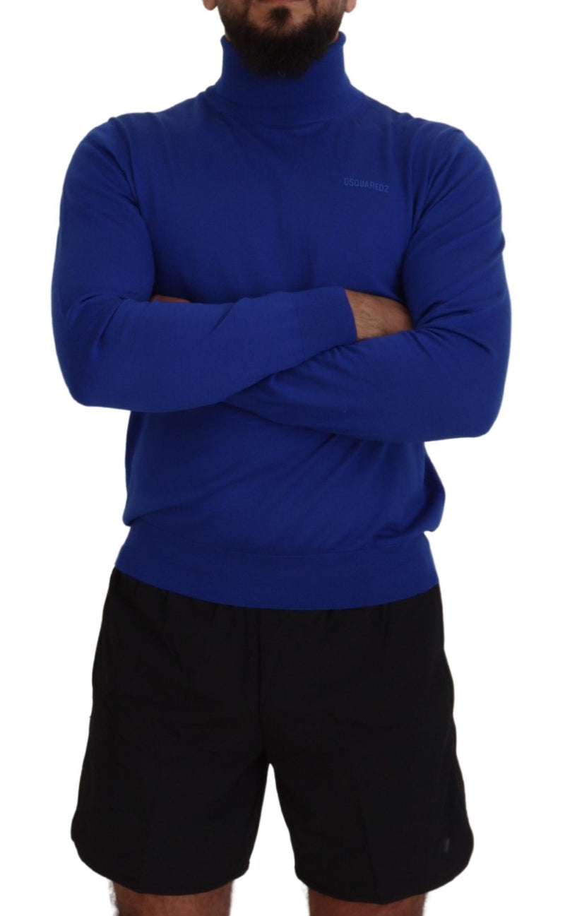 Pull à col montant à manches longues bleu avec imprimé du logo Dsquared²