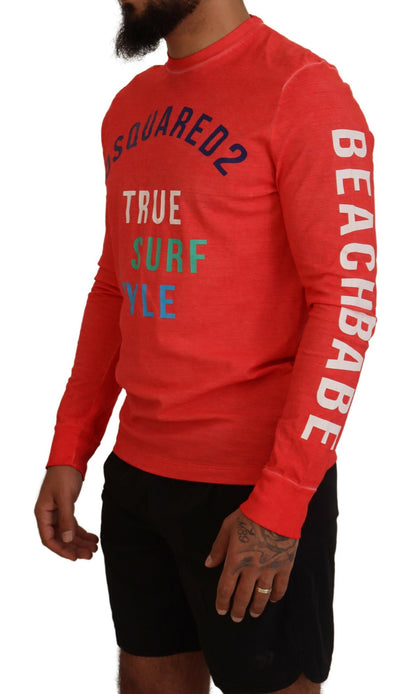 Dsquared² Oranje Kleurrijk Geprint T-shirt met Lange Mouwen