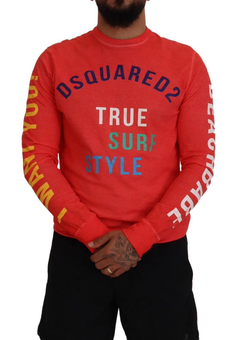 T-shirt Dsquared² à manches longues, imprimé coloré orange.