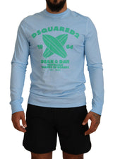 Pull homme Dsquared² à manches longues, bleu clair, imprimé.