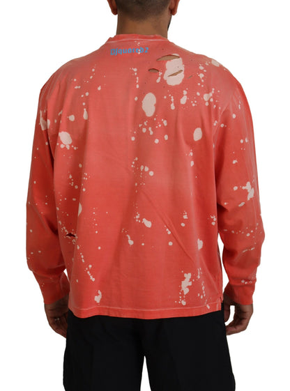 Dsquared² Oranje Geprinte Lange Mouwen Pullevertrui