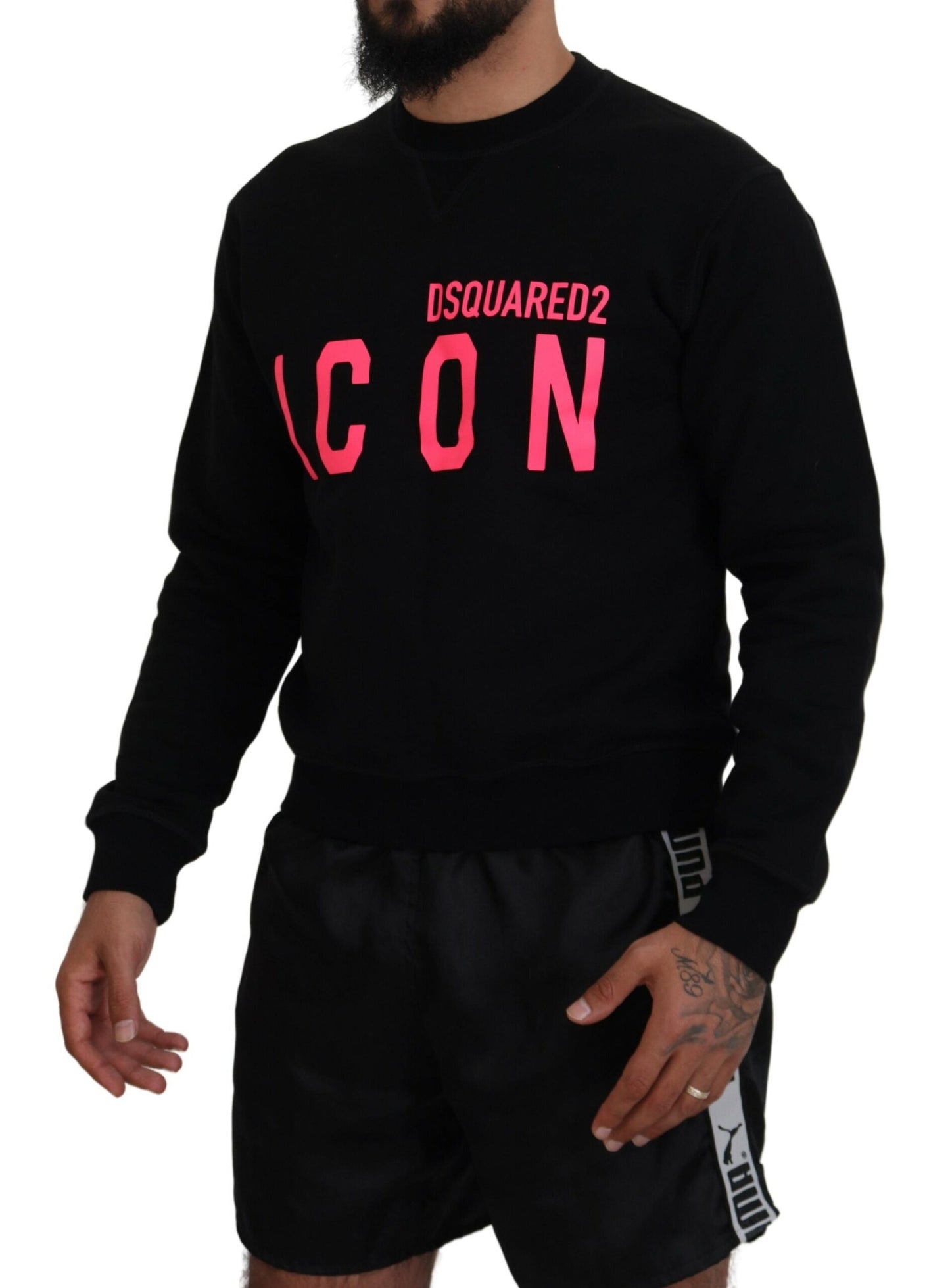 Pull en jersey à manches longues noir imprimé Dsquared²