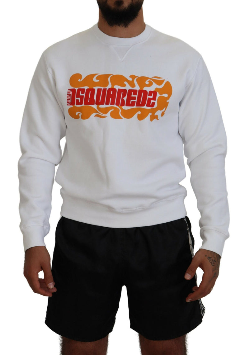 Pull en coton blanc à manches longues avec imprimé de Dsquared²