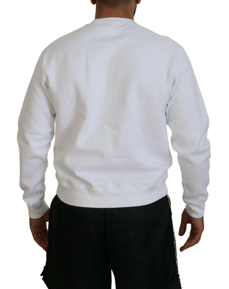 Pull en coton blanc à manches longues avec imprimé de Dsquared²