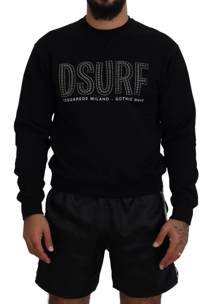 Pull en coton noir à manches longues avec imprimé de Dsquared²