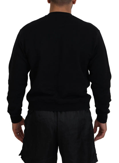 Pull en coton noir à manches longues avec imprimé de Dsquared²
