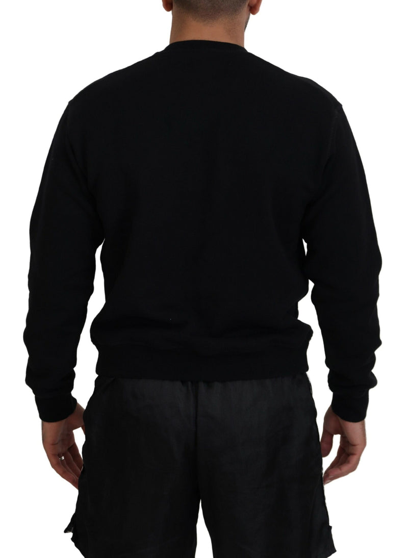 Pull en coton noir à manches longues avec imprimé de Dsquared²
