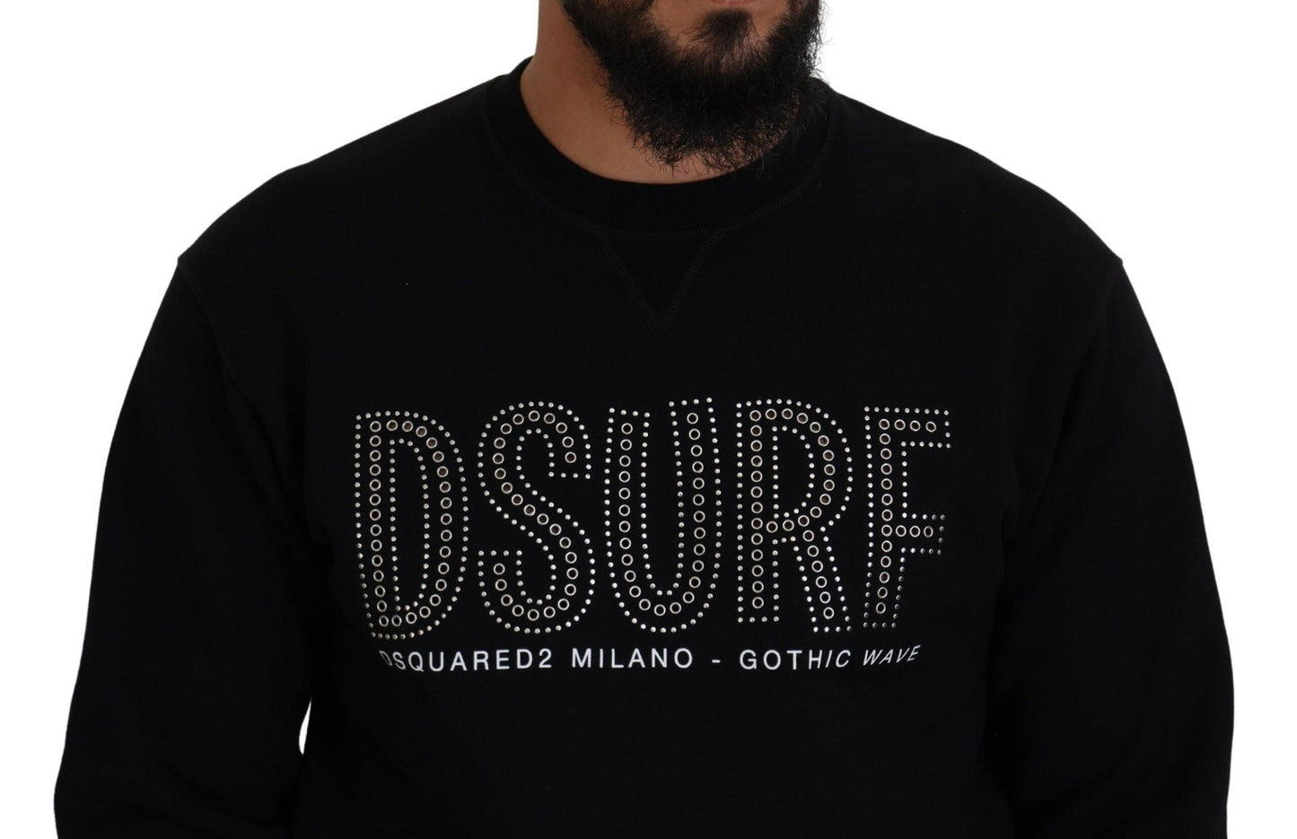 Pull en coton noir à manches longues avec imprimé de Dsquared²