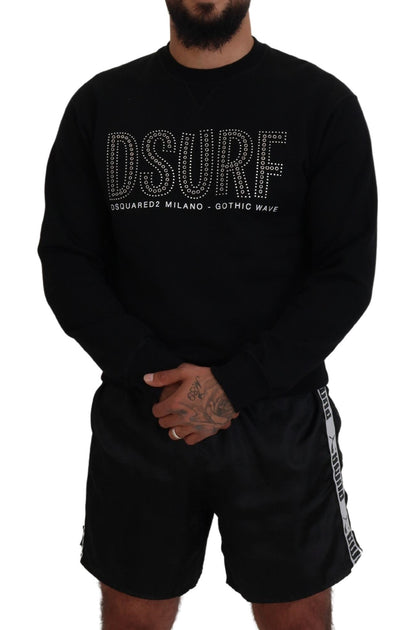 Pull en coton noir à manches longues avec imprimé de Dsquared²